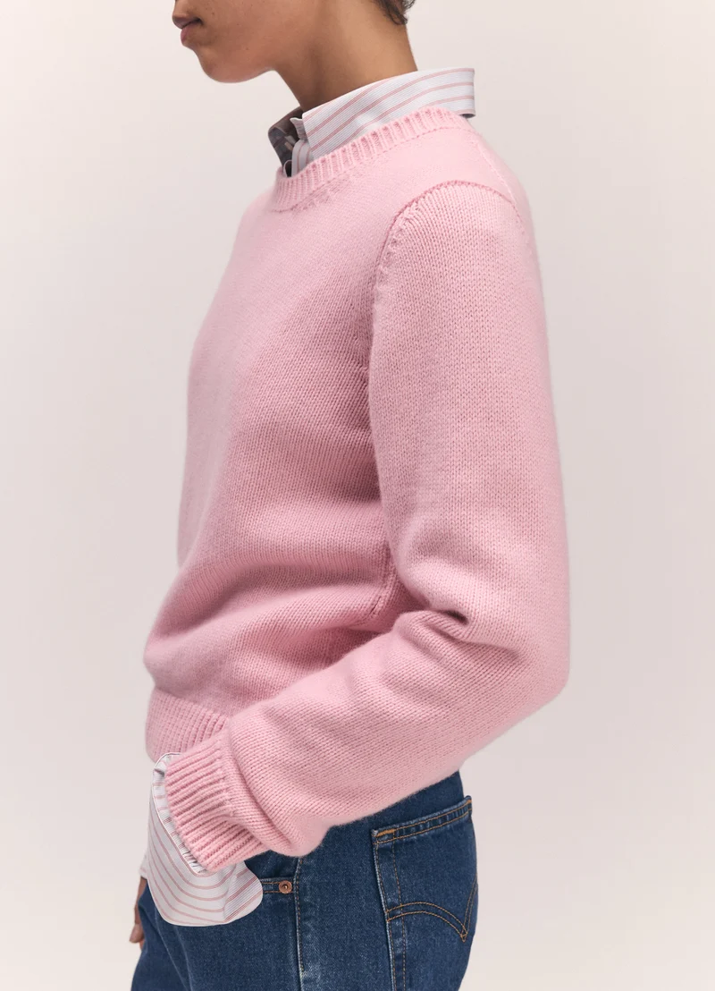 Rosha Shrunken Crewneck in Pale Pink