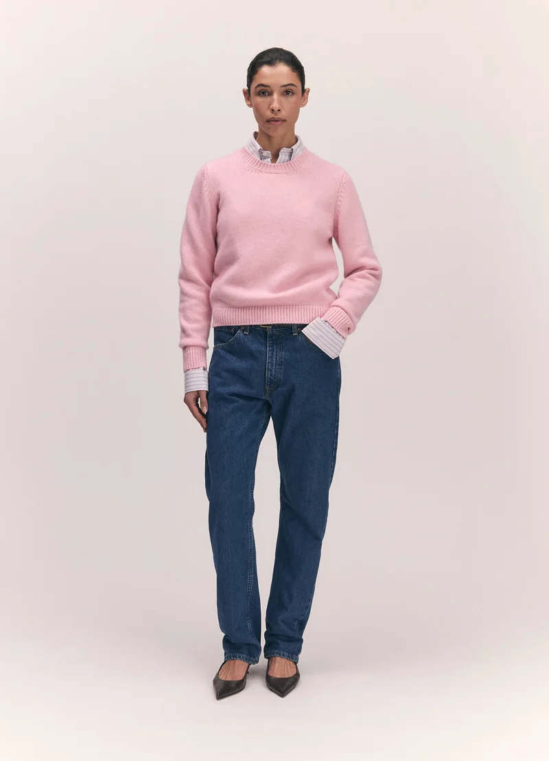 Rosha Shrunken Crewneck in Pale Pink