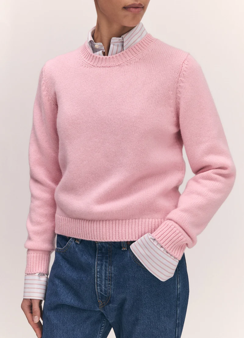 Rosha Shrunken Crewneck in Pale Pink
