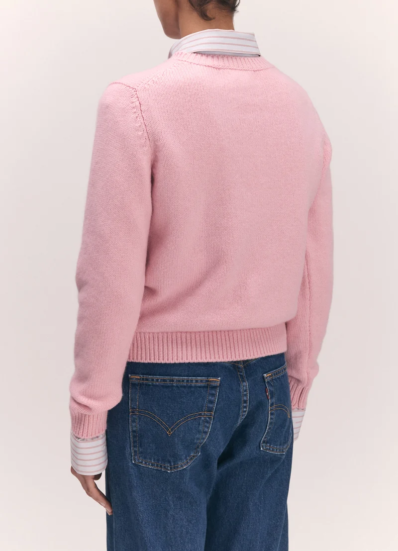 Rosha Shrunken Crewneck in Pale Pink