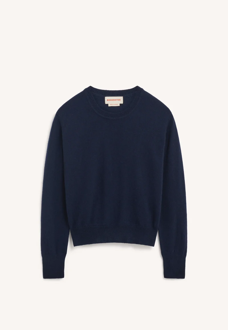 Skye Cashmere Crewneck in Dark Navy