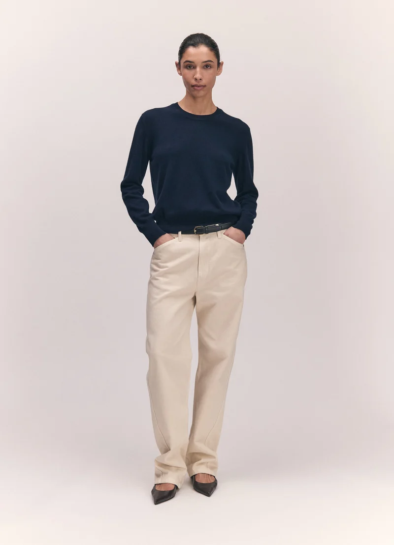 Skye Cashmere Crewneck in Dark Navy