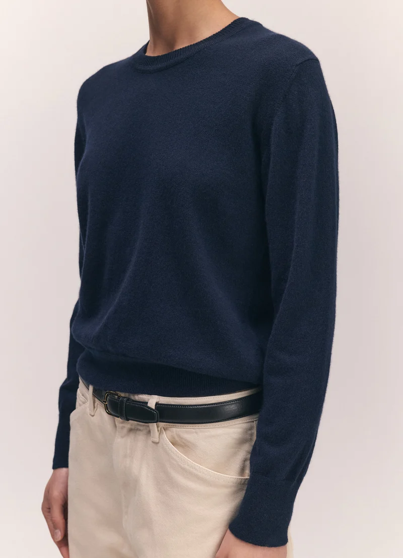 Skye Cashmere Crewneck in Dark Navy
