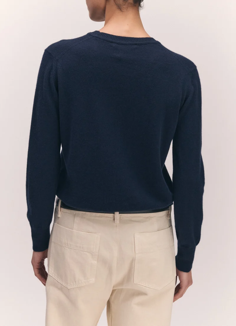 Skye Cashmere Crewneck in Dark Navy