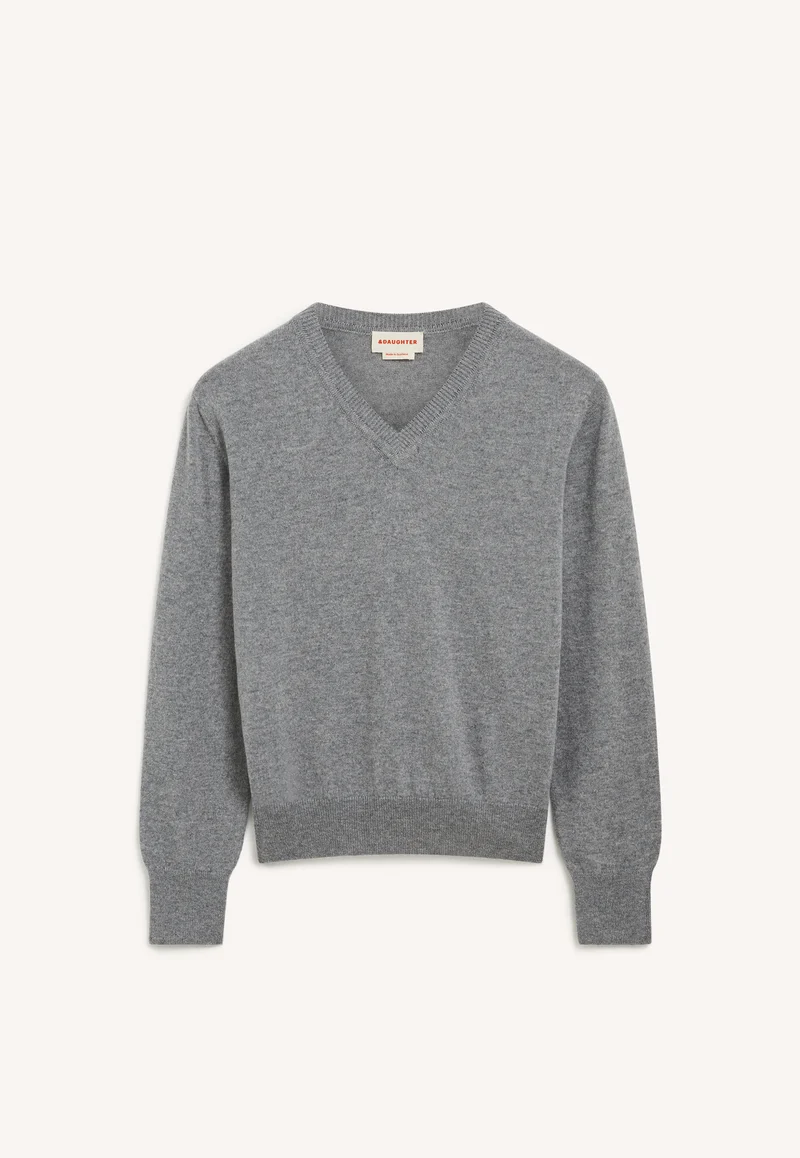 Skye Cashmere V-Neck in Soft Grey