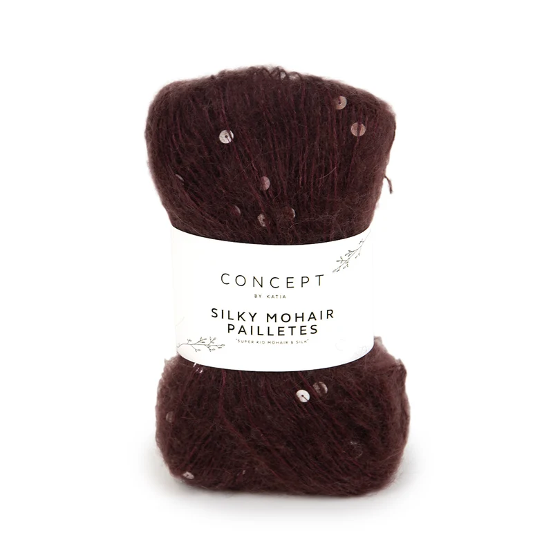 Katia Silky Mohair Paillettes 210 Weinrot