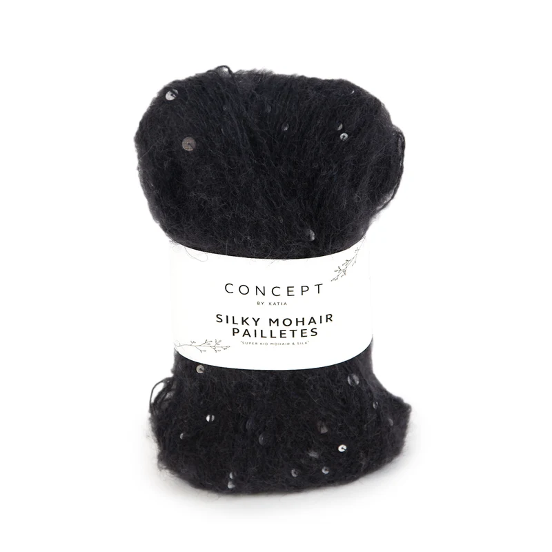 Katia Silky Mohair Paillettes 209 Schwarz