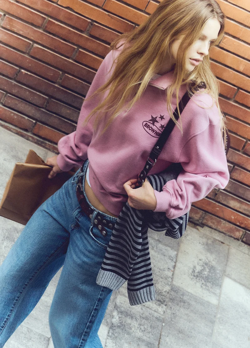 Printed zip-up sweatshirt