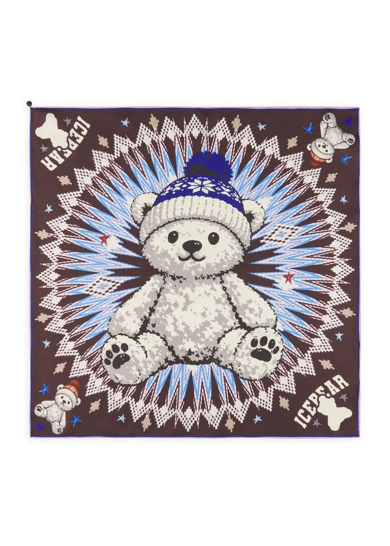 Luxuriöses Nicki Tuch aus reiner Seide mit Teddy-Motiv
