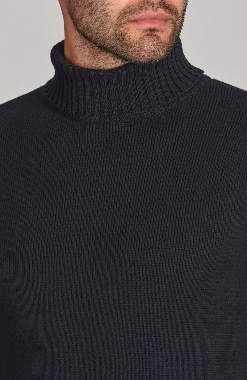 Mittelschwerer, taillierter Submariner-Rollkragenpullover aus 100 % Baumwolle für Herren