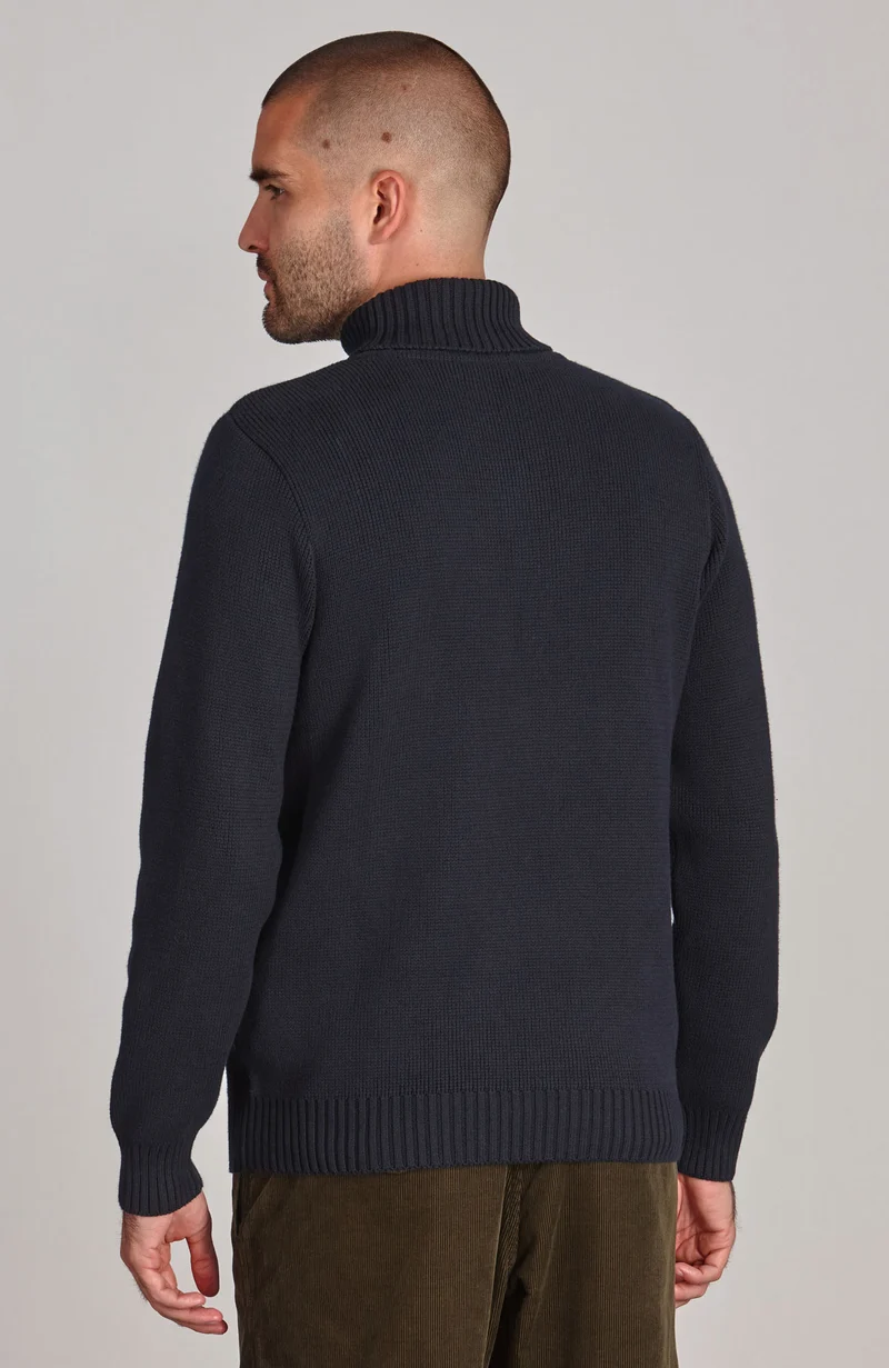 Mittelschwerer, taillierter Submariner-Rollkragenpullover aus 100 % Baumwolle für Herren