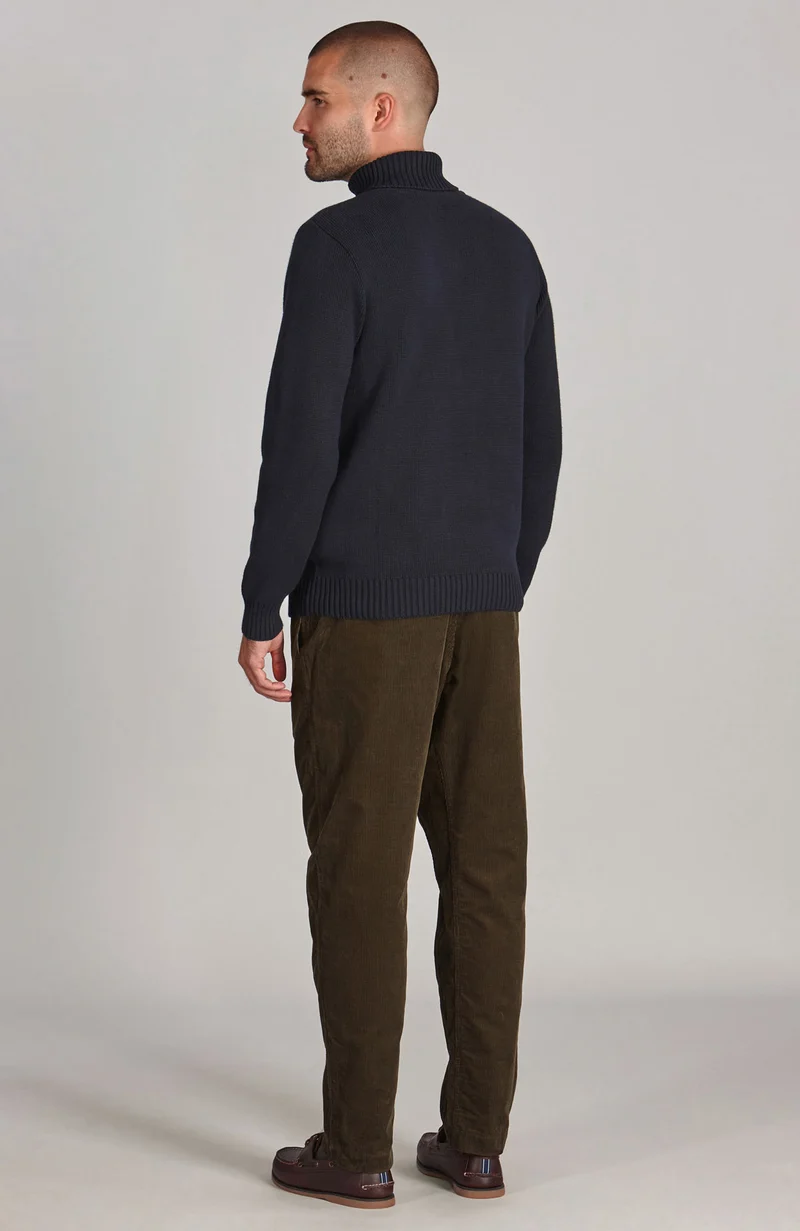Mittelschwerer, taillierter Submariner-Rollkragenpullover aus 100 % Baumwolle für Herren