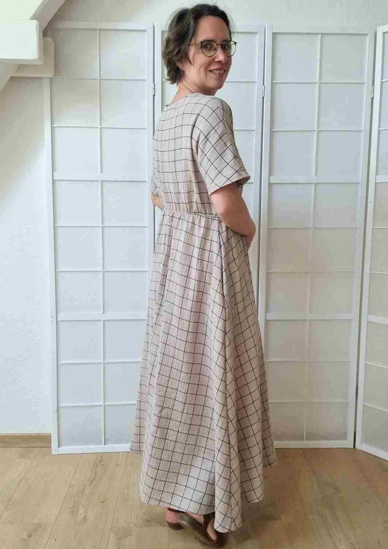 Boho Musselin Kleid Damen "Hyazinthe" mit weiten Kimonoärmeln