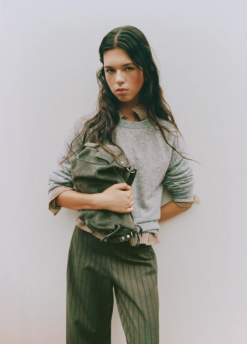Wide waistband striped pants