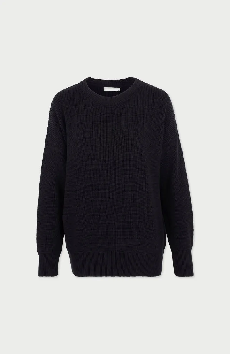 Gerippter Damenpullover mit Rundhalsausschnitt aus 100 % Baumwolle