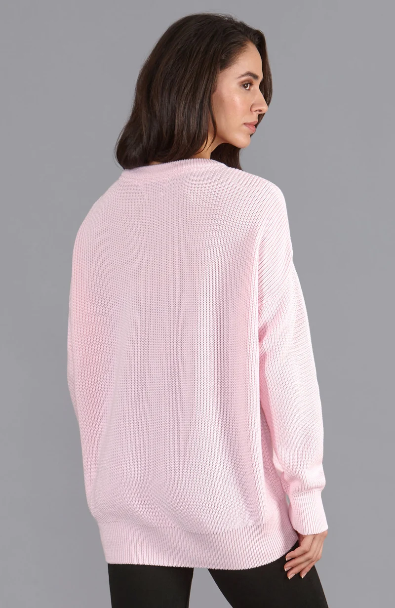 Gerippter Damenpullover mit Rundhalsausschnitt aus 100 % Baumwolle