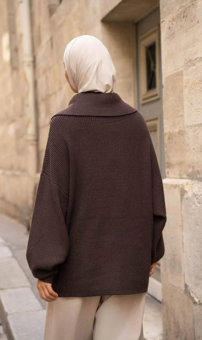 Strickpullover in Übergröße mit Reißverschluss