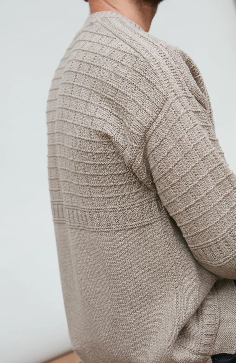 Mens Midweight Cotton Grid Knit Gansey Jumper
