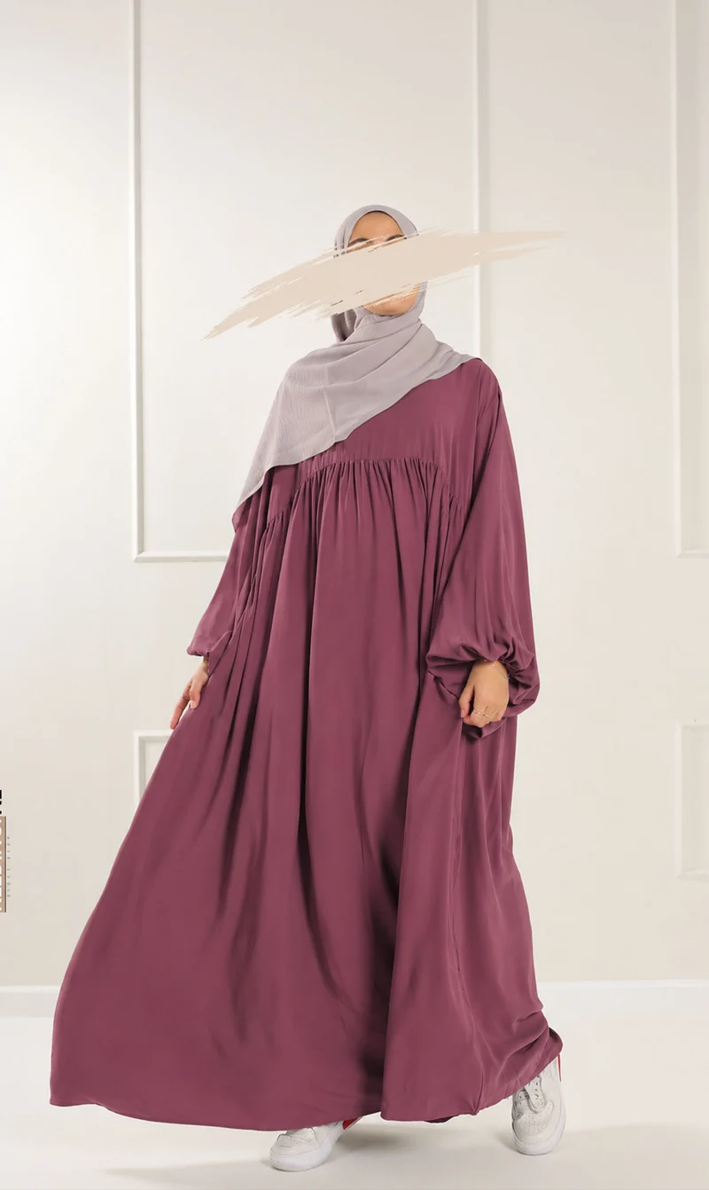 Jilbab Soumaya Ballonärmel - Samt Mauve