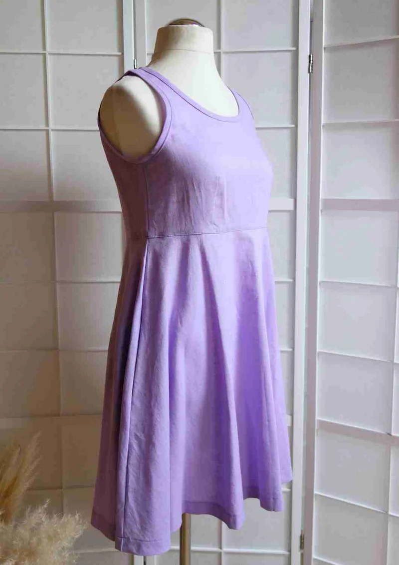 versandbereit: Ärmelloses Leinen Kleid Damen "Hortensie", S, L, XL, flieder