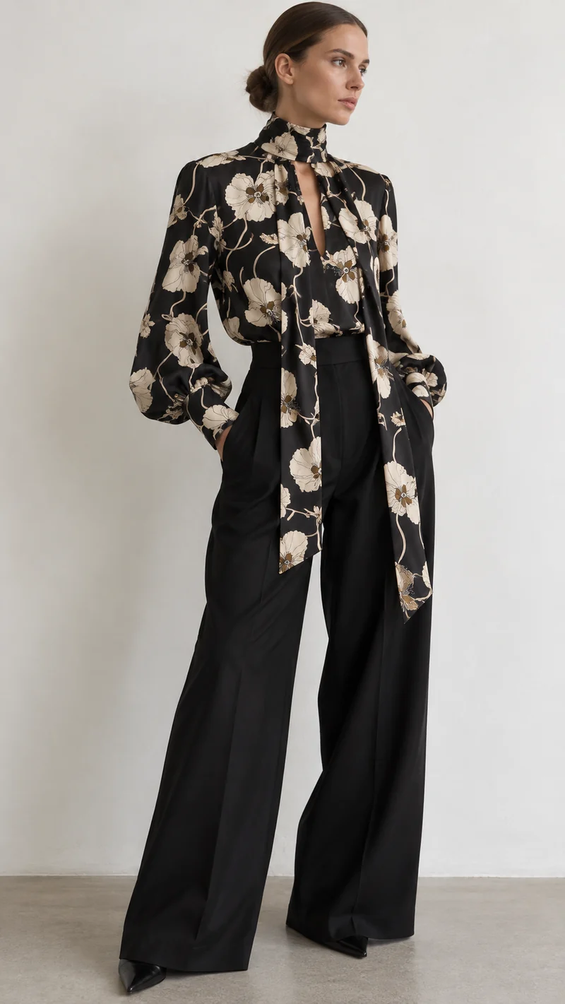 No. 2112 Satin Schwarz Mohnblumen