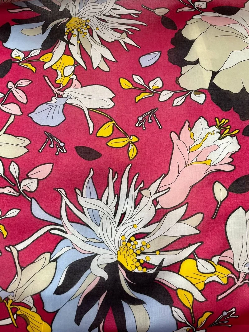 No. 2089 Baumwoll-Batist Blumen pink