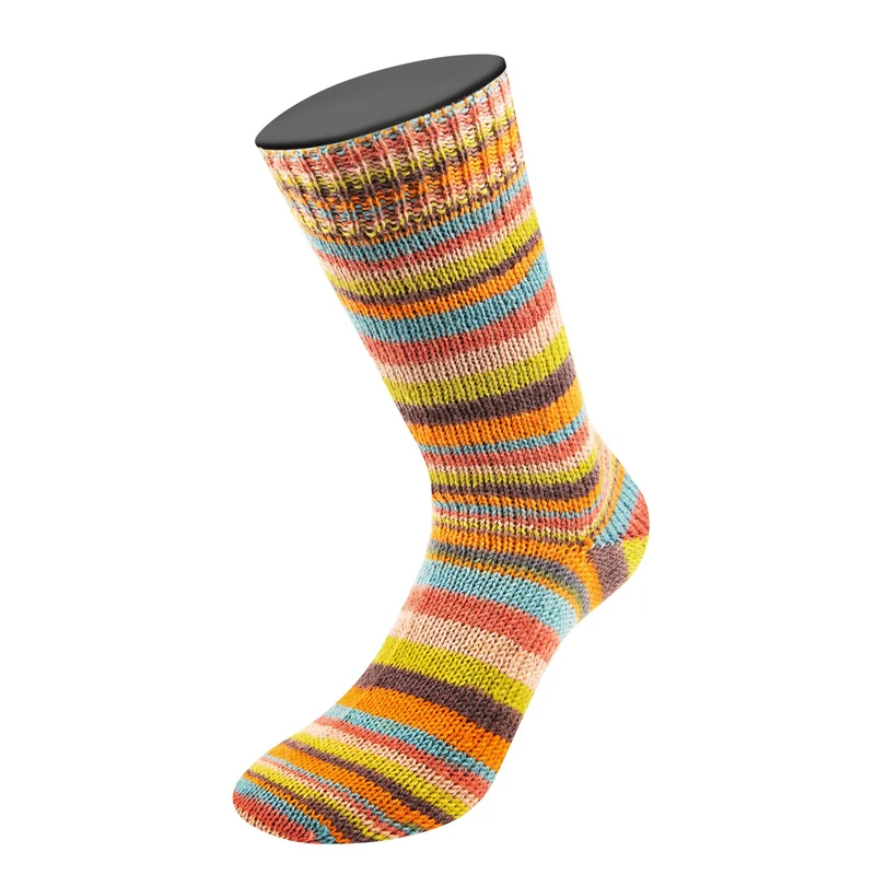 Lana Grossa Meilenweit 6-fach 150 Granita 9698 Mokka/Orange/Türkis/Rostrot/Beige/Senf