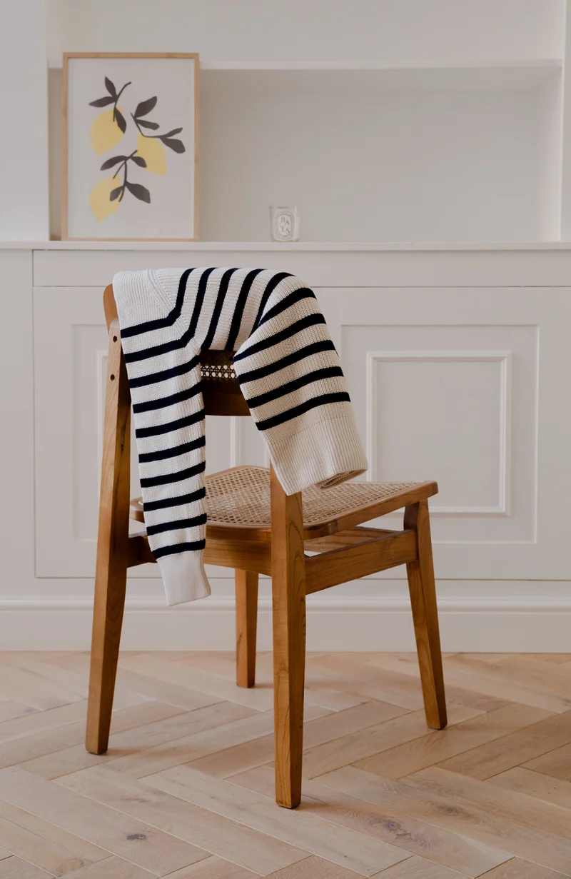 Gerippter bretonischer Damenpullover aus 100 % Baumwolle