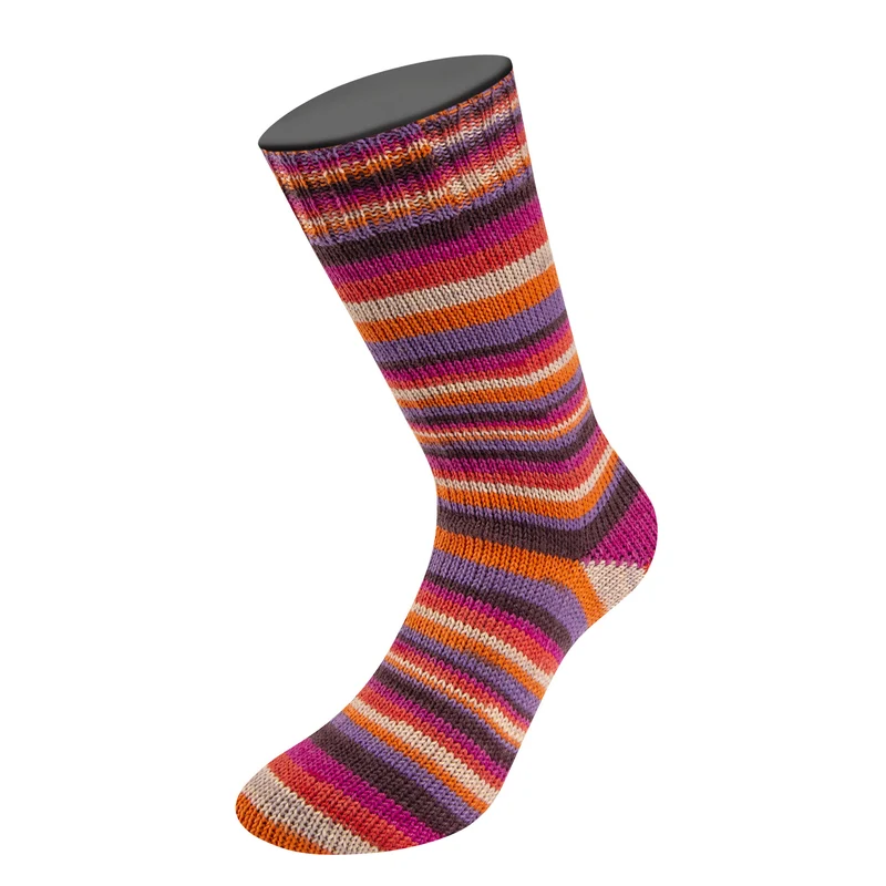 Lana Grossa Meilenweit 6-fach 150 Granita 9734 Dunkelbraun/Flieder/Orange/Perlbeige/Rot/Fuchsia