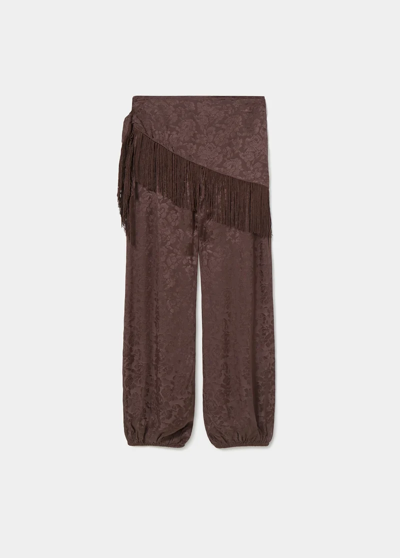 Harem pants with fringed scarf