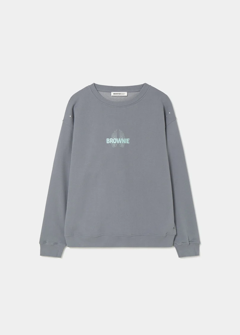 Glitter wings print sweatshirt