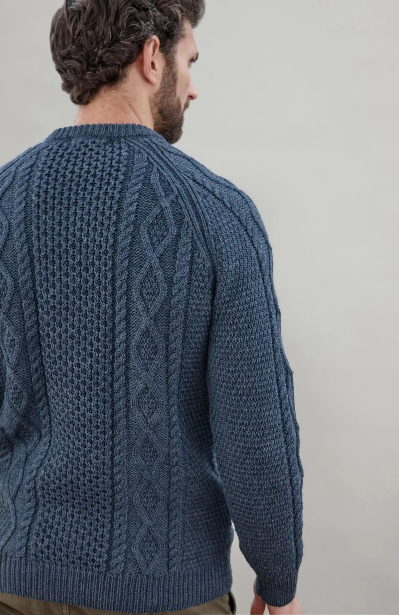 Mens Chunky Merino Wool Fisherman's Jumper