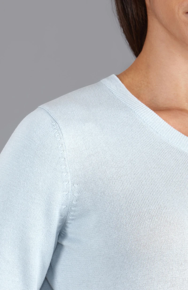 Damen-Pullover mit V-Ausschnitt aus reiner Baumwolle