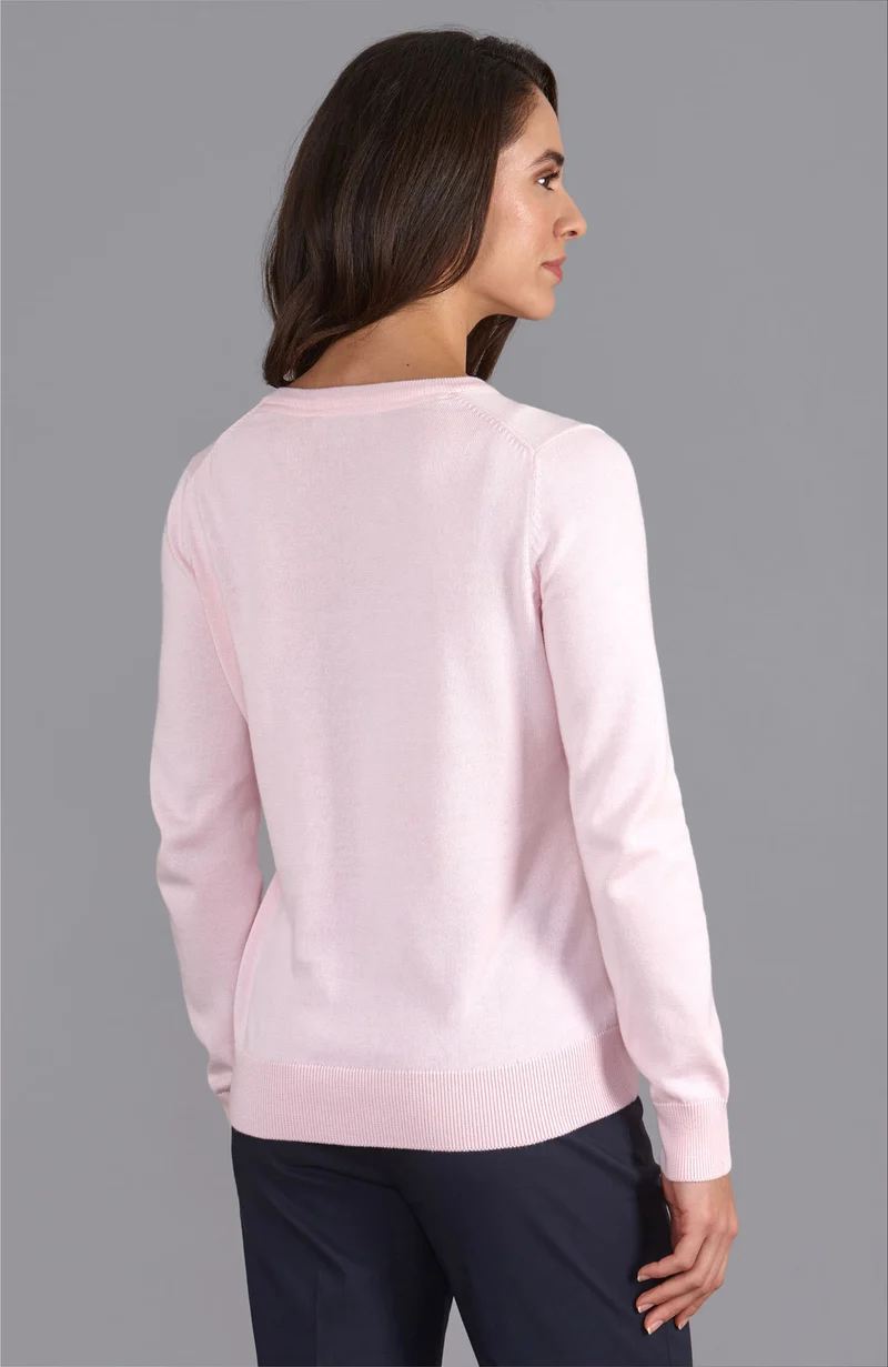 Damen-Pullover mit V-Ausschnitt aus reiner Baumwolle