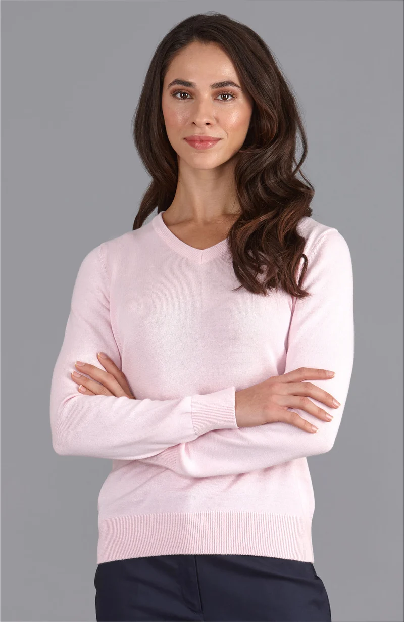 Damen-Pullover mit V-Ausschnitt aus reiner Baumwolle