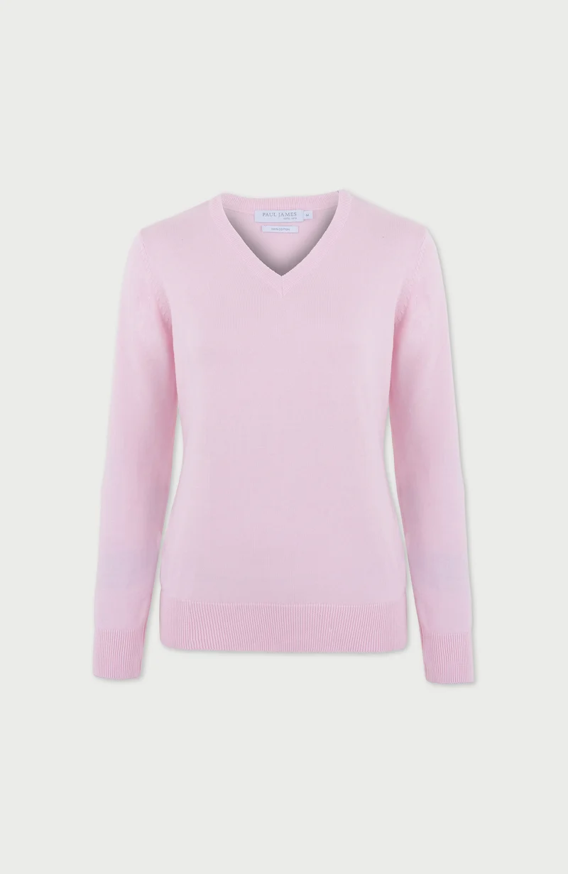 Damen-Pullover mit V-Ausschnitt aus reiner Baumwolle