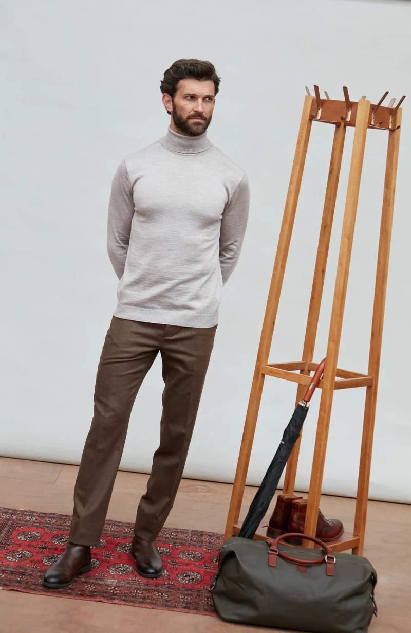 Rollkragenpullover aus extrafeiner Merinowolle für Herren
