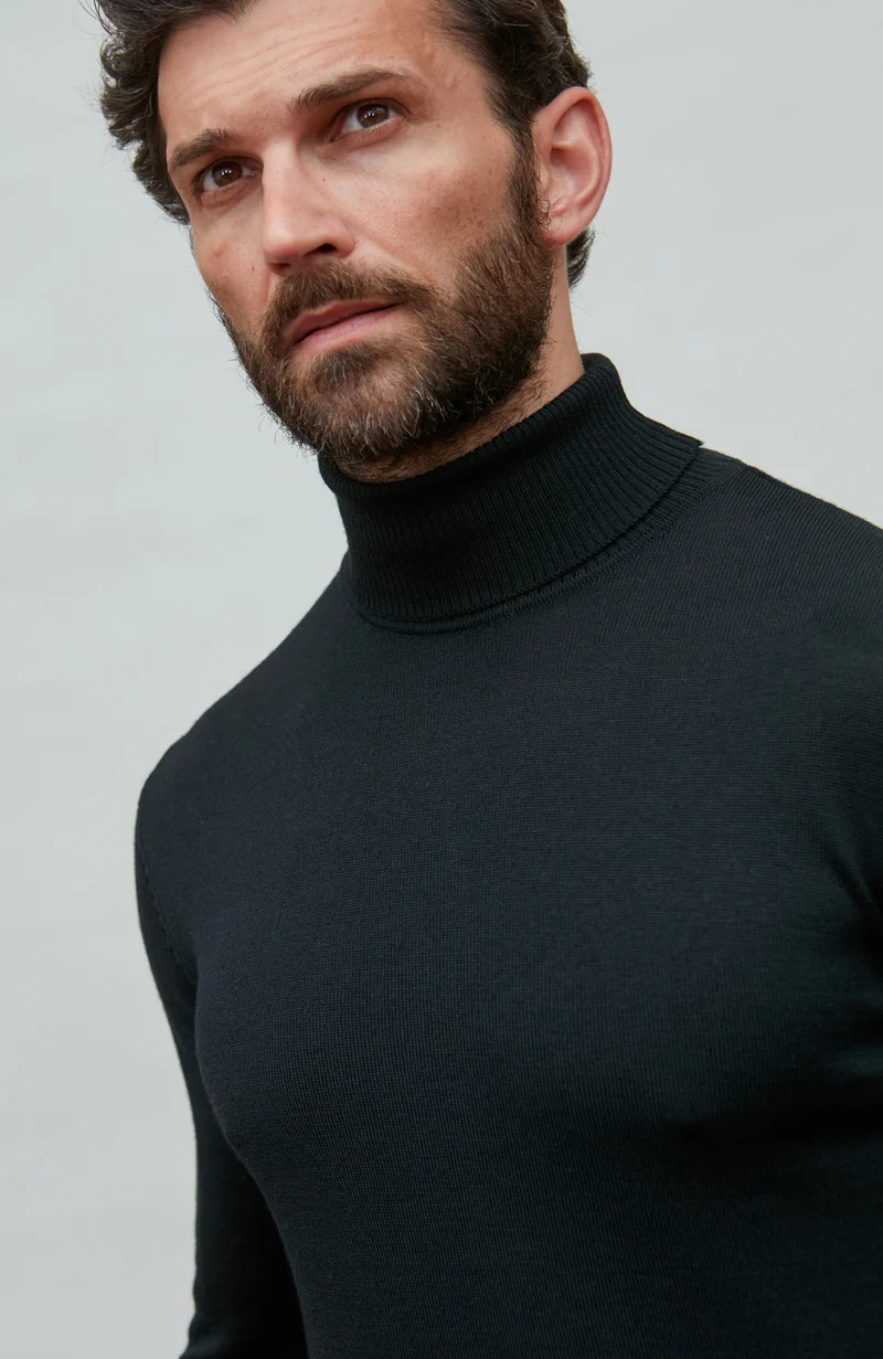 Rollkragenpullover aus extrafeiner Merinowolle für Herren