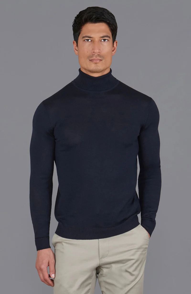 Rollkragenpullover aus extrafeiner Merinowolle für Herren