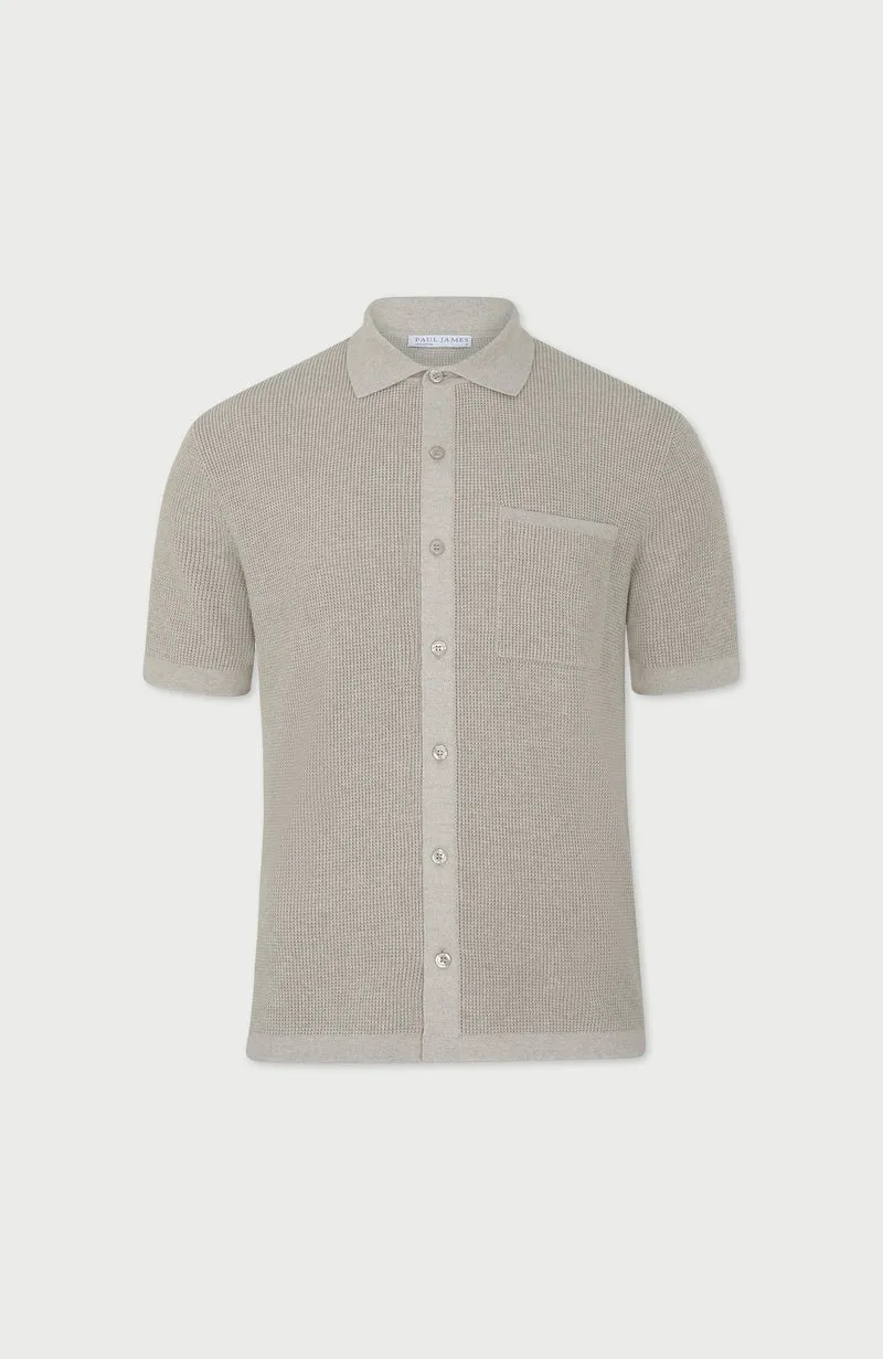Mens Lightweight Cotton Waffle Knit Shirt