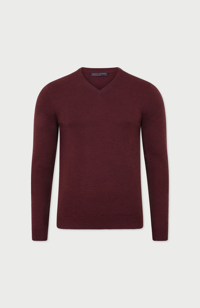 Extrafeiner Herren-Pullover aus Merinowolle mit V-Ausschnitt