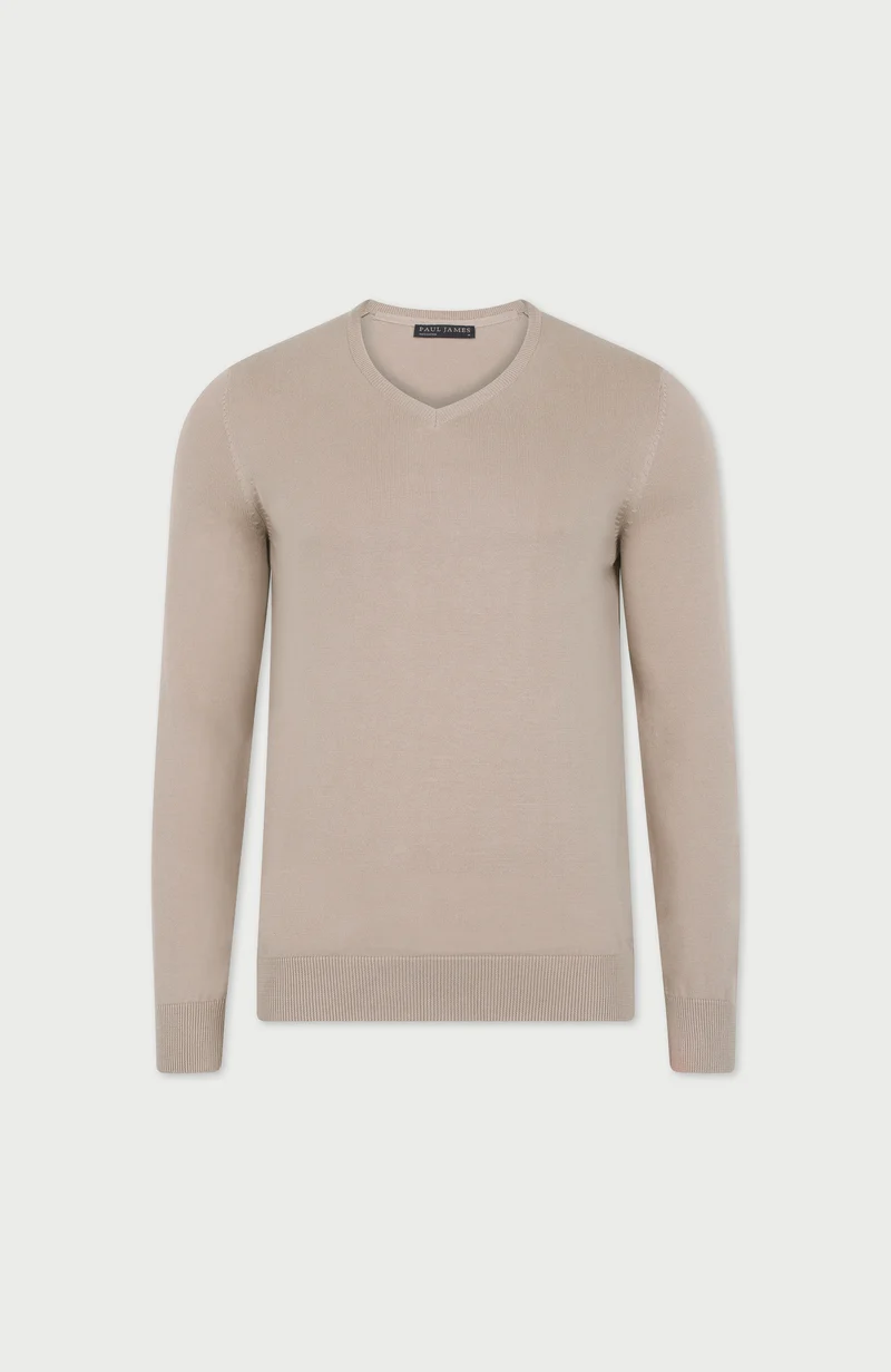 Herrenpullover aus 100 % Baumwolle mit V-Ausschnitt