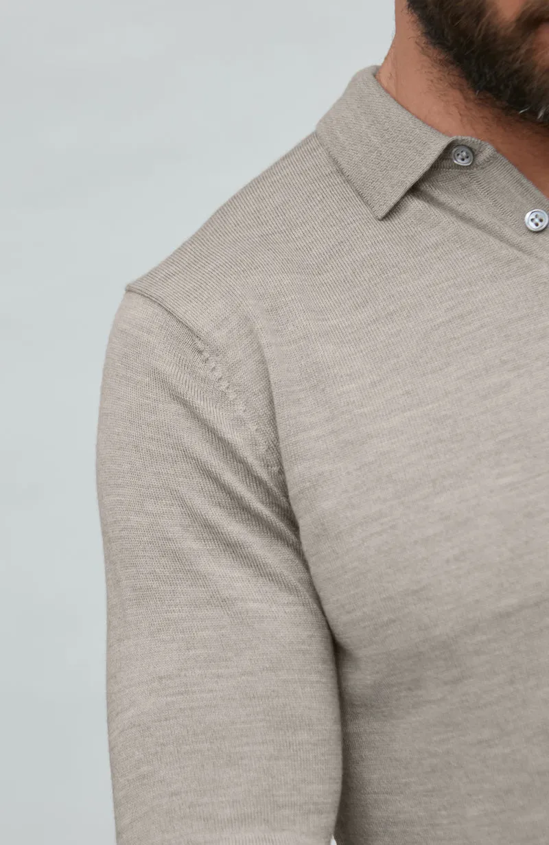 Langarm-Poloshirt aus extrafeiner Merinowolle für Herren