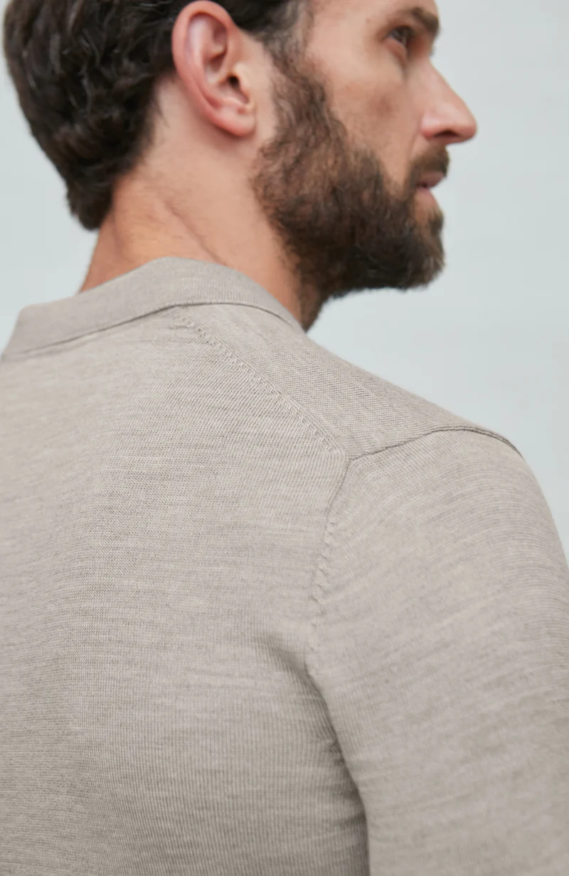 Langarm-Poloshirt aus extrafeiner Merinowolle für Herren