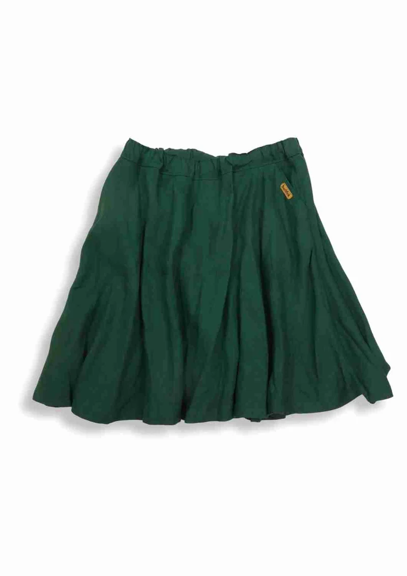 versandbereit: Leinen Rock für Damen "Chrysantheme", tannengrün, XS, S