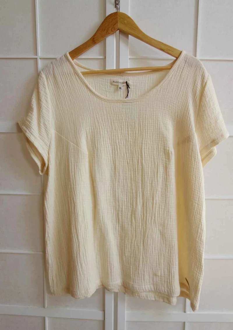 versandbereit: Bluse aus Musselin mit kurzen Ärmeln "Majoran", für Damen, creme, M, L
