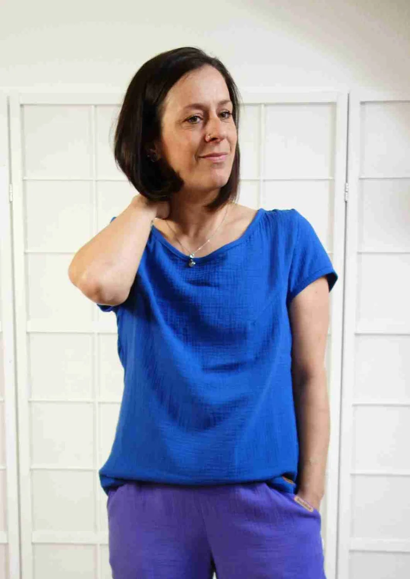 Bluse aus Musselin mit kurzen Ärmeln "Majoran", für Damen