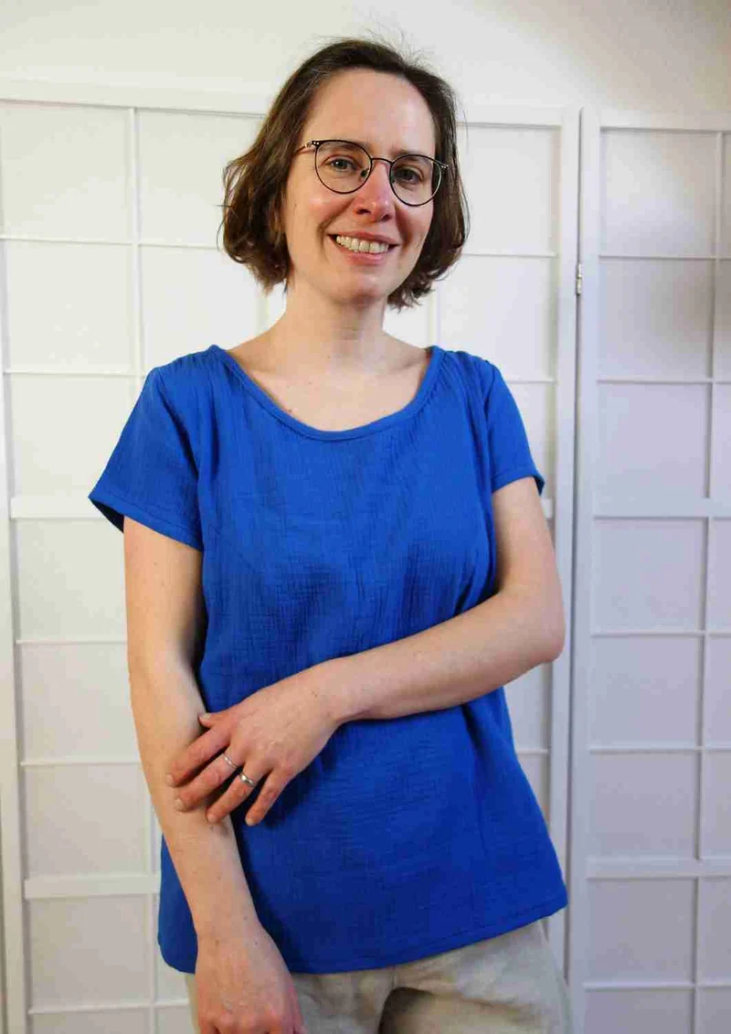 Bluse aus Musselin mit kurzen Ärmeln "Majoran", für Damen