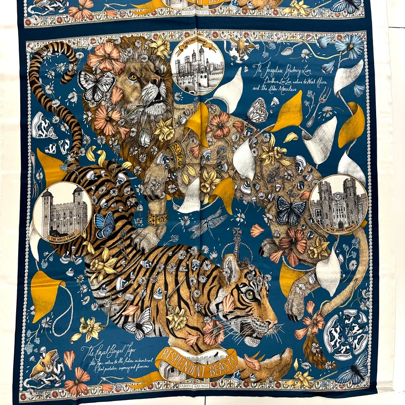 Seidenpanel Tiger & Löwe