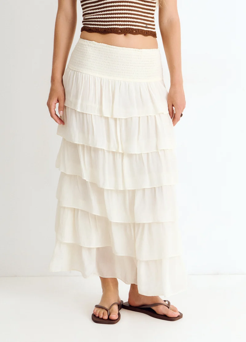 Long multi-tiered skirt